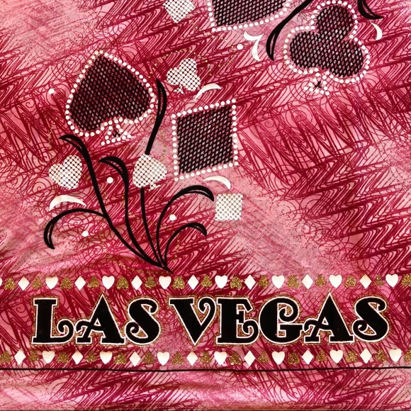 LAS VEGAS Silky T Shirt With Glitter - Size XL / XXL - Picture 2 of 6